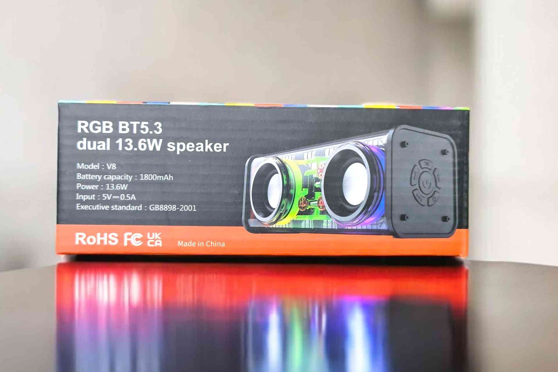 V8 Bluetooth Speaker Transparent Sound Box Colorful Lights Dual Speaker High Power