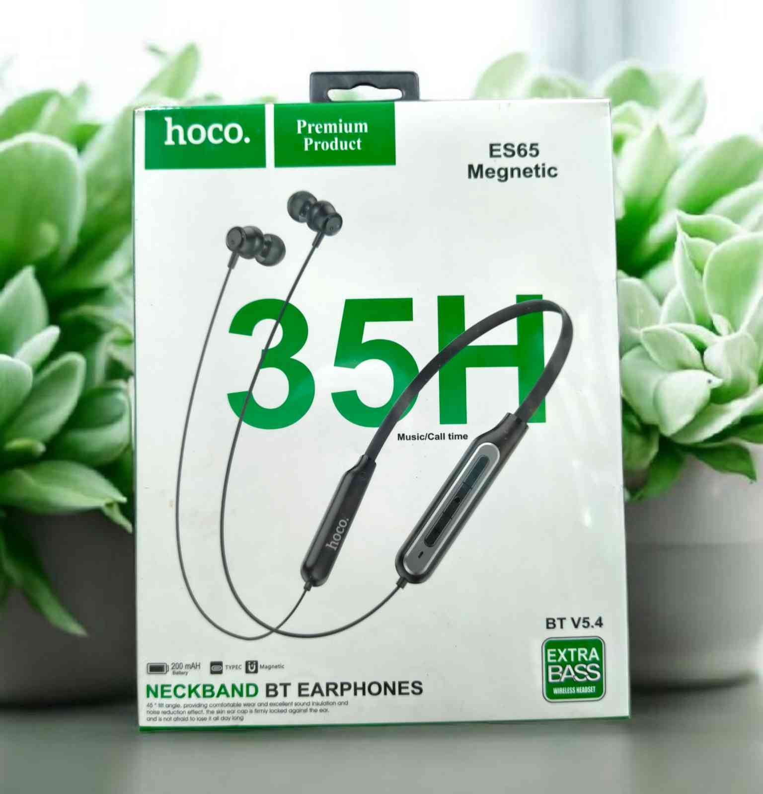 hoco. ES65 Magnetic Wireless Neckband - ৩৫ ঘণ্টা ব্যাটারি