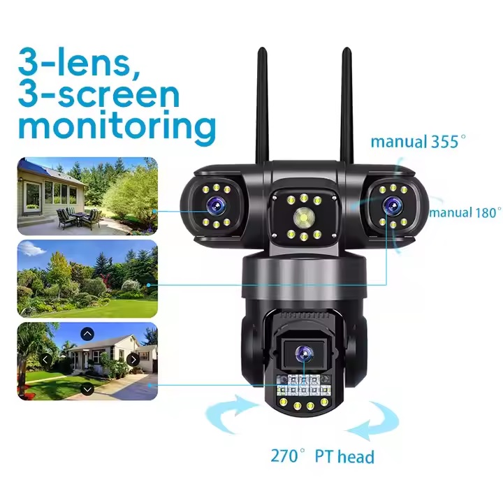 V380 Network 6MP Real Triple Lens Outdoor Camera Waterproof HD Outdoor Camera