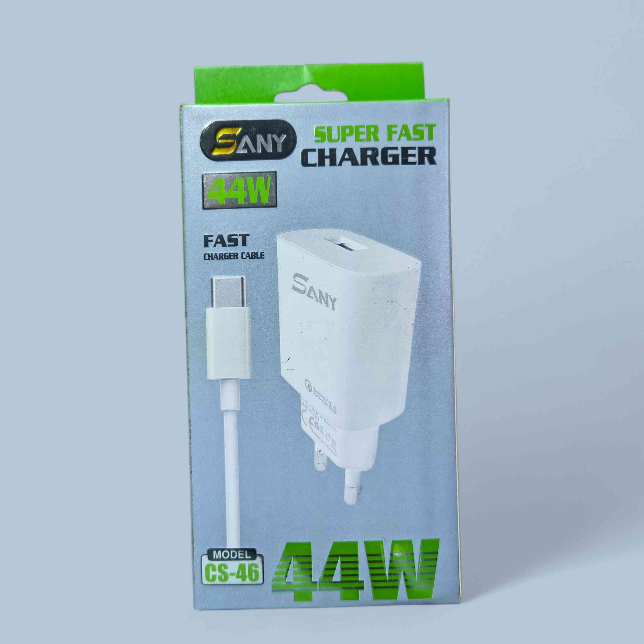 SANY CS 46 44W Super Fast Charger with Fast Charging Cable