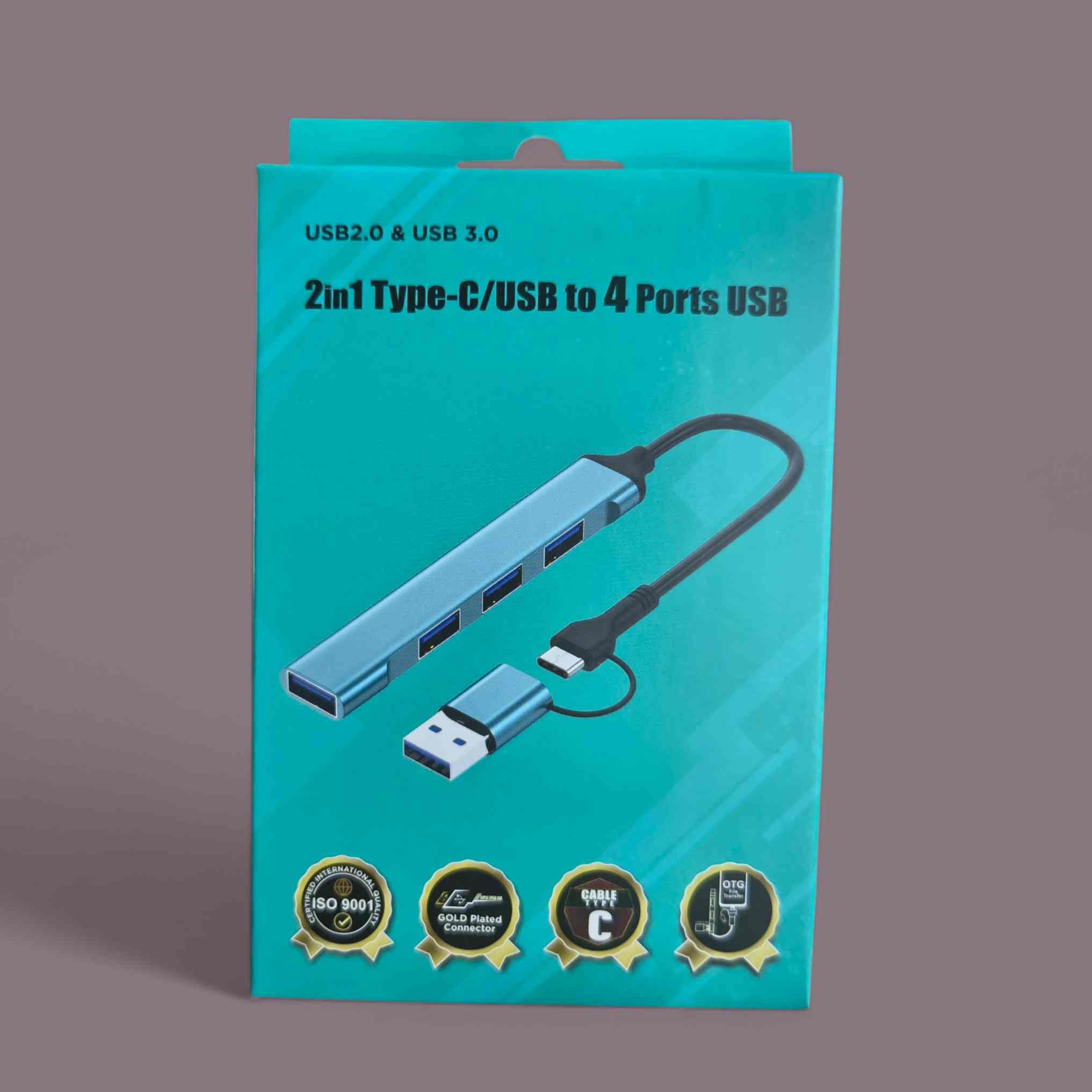4 port 2 in 1 hub Type-C & USB to 4-Port USB Hub (High-Speed)