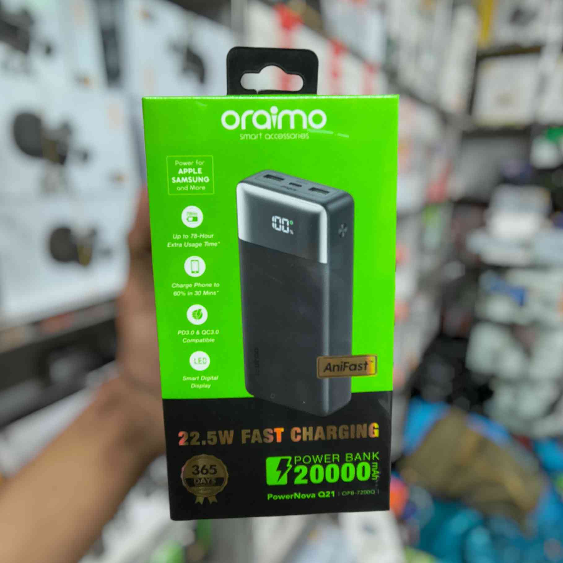 Oraimo PowerNova Q21 22.5W Fast Charging 20000mAh Power Bank